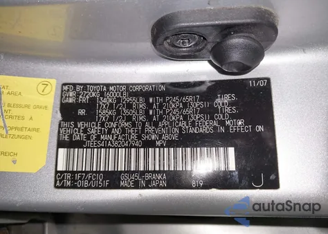 2008 Toyota Highlander z USA, uszkodzony, nr VIN JTEES41A382047940